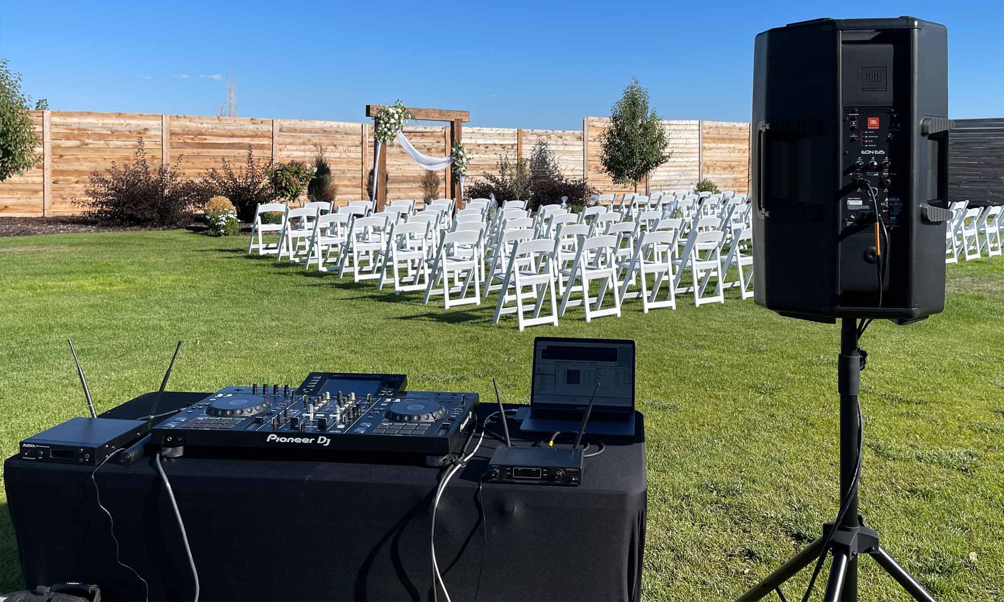 Wedding Ceremony DJ Setup in Rigby