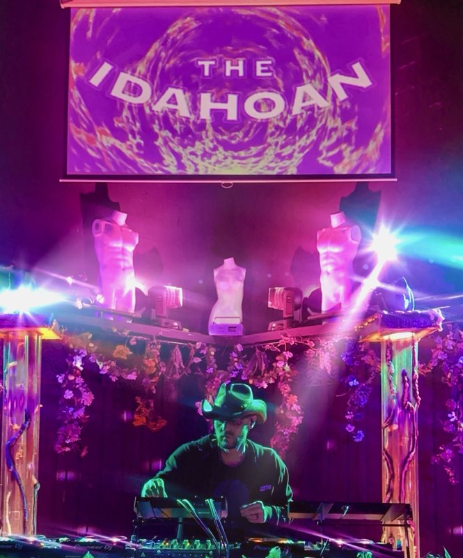 The Idahoan playing at The Awakening with Discognition at The Gem in Idaho Falls - Idaho DJ with cowboy hat on.