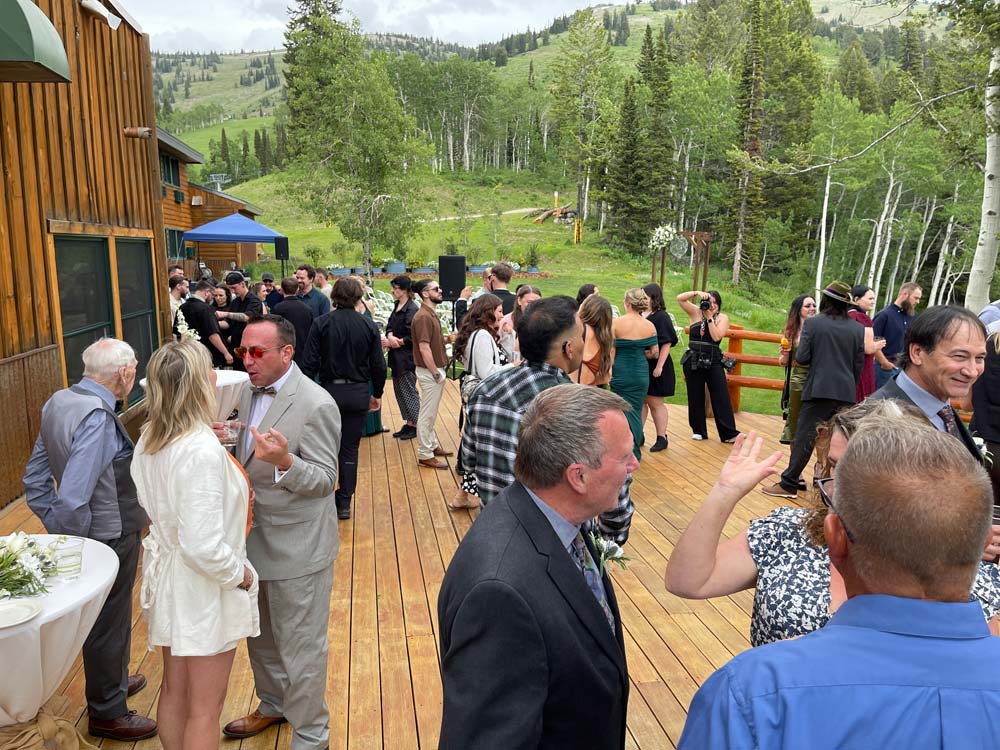 Dana and Chandler's cocktail hour at Grand Targhee Resort in Alta, W
