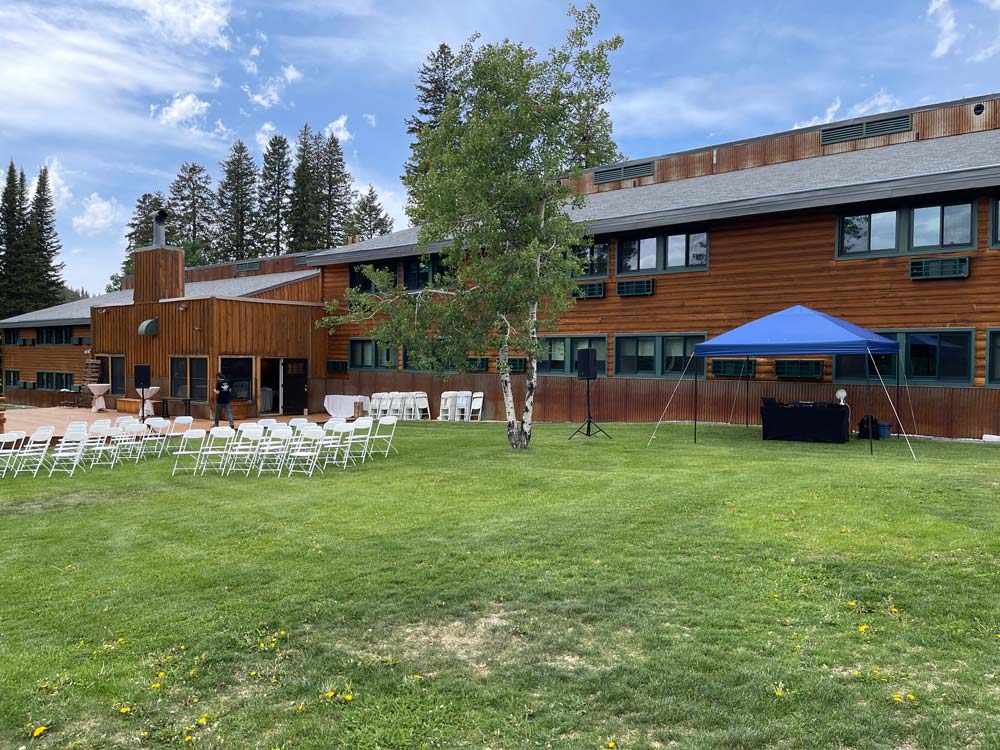 The ceremony setup at Dana and Chandler's wedding at Grand Targhee Resort