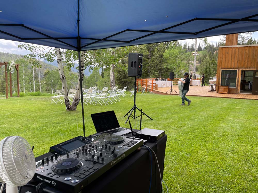 The ceremony setup at Dana and Chandler's wedding at Grand Targhee Resort