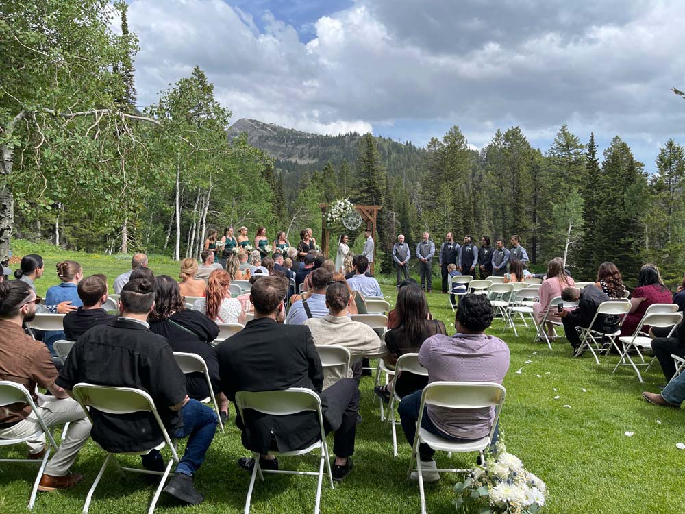 Dana and Chandler's wedding ceremony at Grand Targhee Resort in Alta, WY