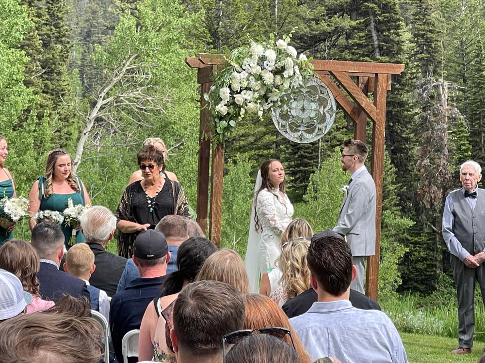 Dana and Chandler's wedding ceremony at Grand Targhee Resort in Alta, WY
