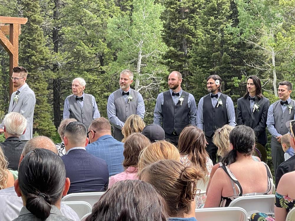 The Groomsmen at Dana and Chandler's wedding at Grand Targhee Resort in Alta, WY
