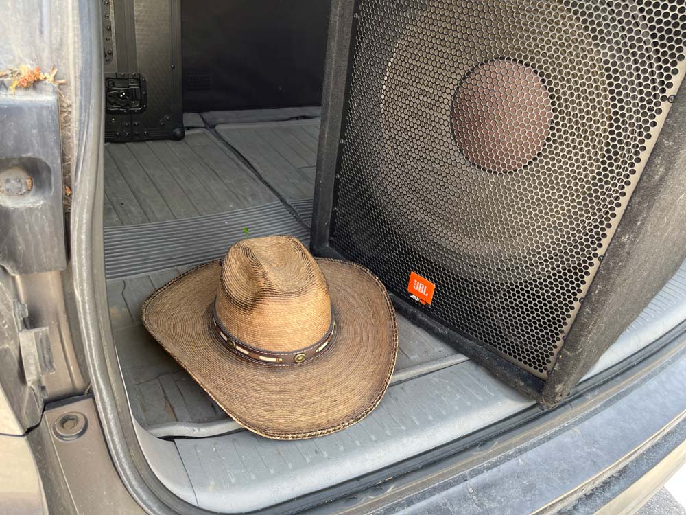 The Idahoan's hat and sub-woofer