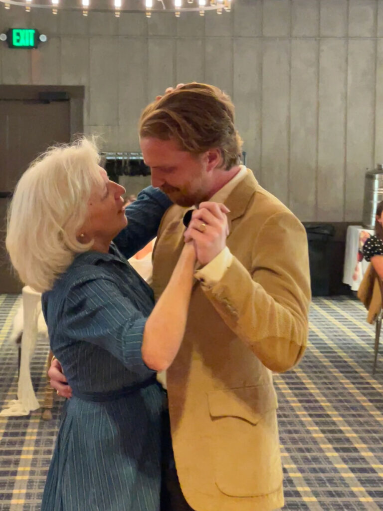Gray and his mother dancing at his wedding reception.
