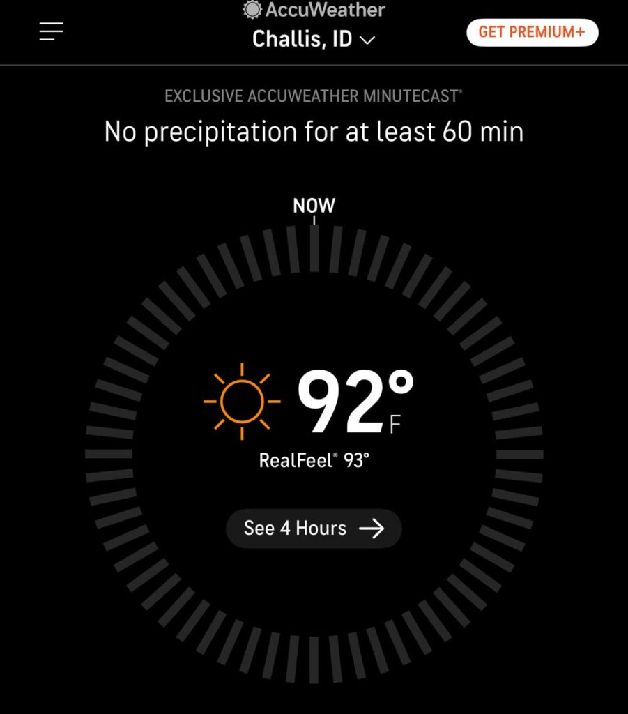 The AccuWeather reading for Challis, ID on May 31, 2025