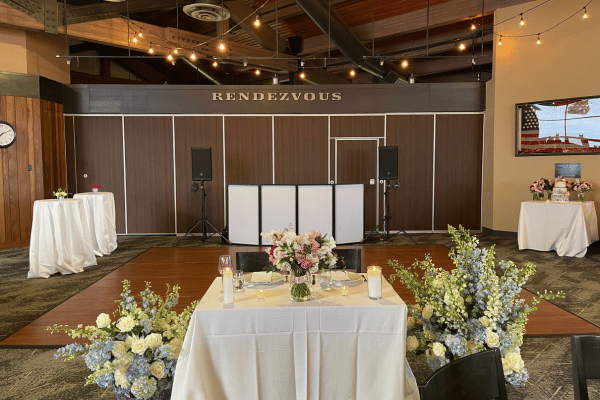 DJ booth setup at Priscilla and Brad's wedding